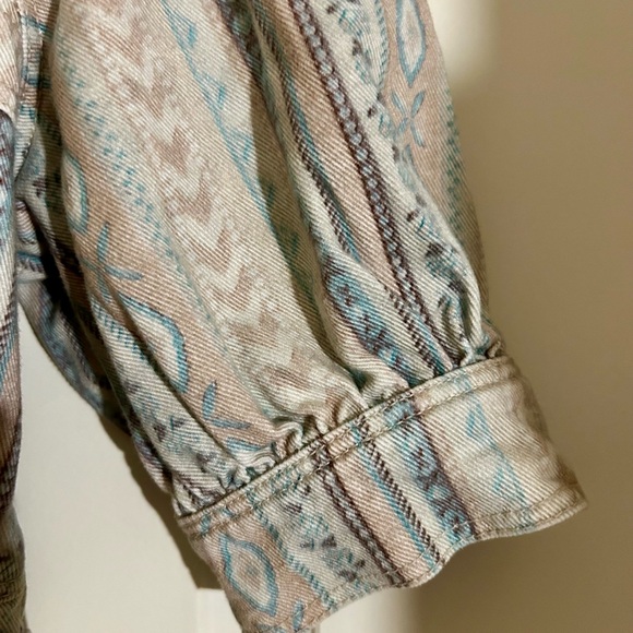 NWOT Sézane ✨Archives✨ Denim Collared Belted Button Up Mini Dress Beige/Green - Picture 10 of 11